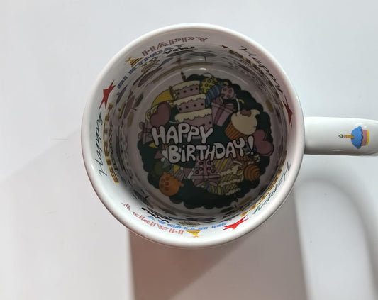 Geburtstagstasse mit Innendruck – Happy Birthday Design mit Kuchen & Ballons