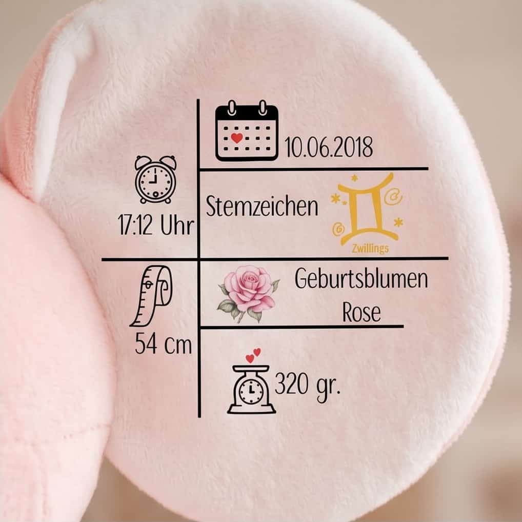 Großes Ohr des personalisierten Elefanten – Bedruckungsfläche für Name und Geburtsdaten