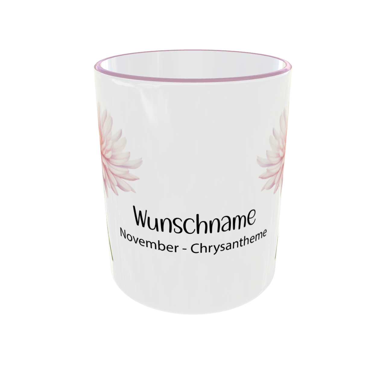 November Chrysantheme Tasse Rückansicht - personalisierbare Geburtsblumentasse