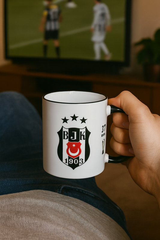 Beşiktaş Tasse 37 Kupa Design | Fanartikel mit Vereinslogo & Pokalstatistik | Geschenk für BJK Fans