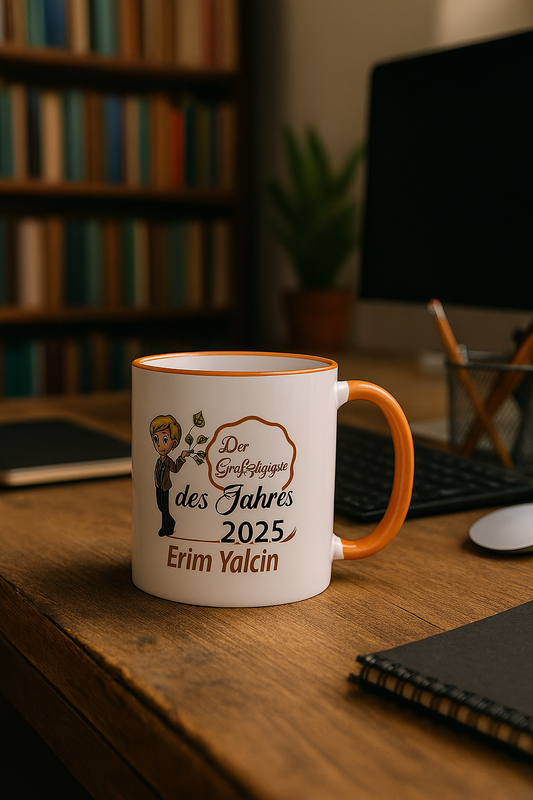 Großzügigste des Jahres – Personalisierte Tasse mit Comic - Wunschname – Dankeschön Geschenk für Kollegen & Mitarbeiter