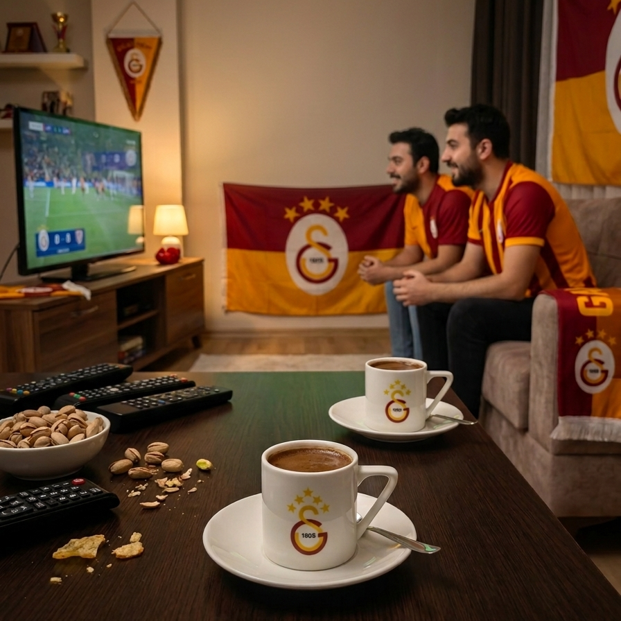 Galatasaray Espresso-Tassen Set – 2 Tassen & 2 Untertassen, Keramik, eckig, 1905