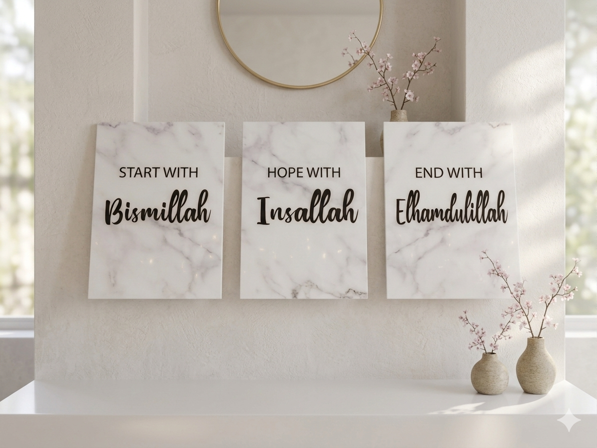 Islamisches Acrylglasbild 3er-Set – Bismillah, Insallah, Elhamdulillah