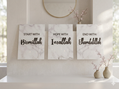 Islamisches Acrylglasbild 3er-Set – Bismillah, Insallah, Elhamdulillah