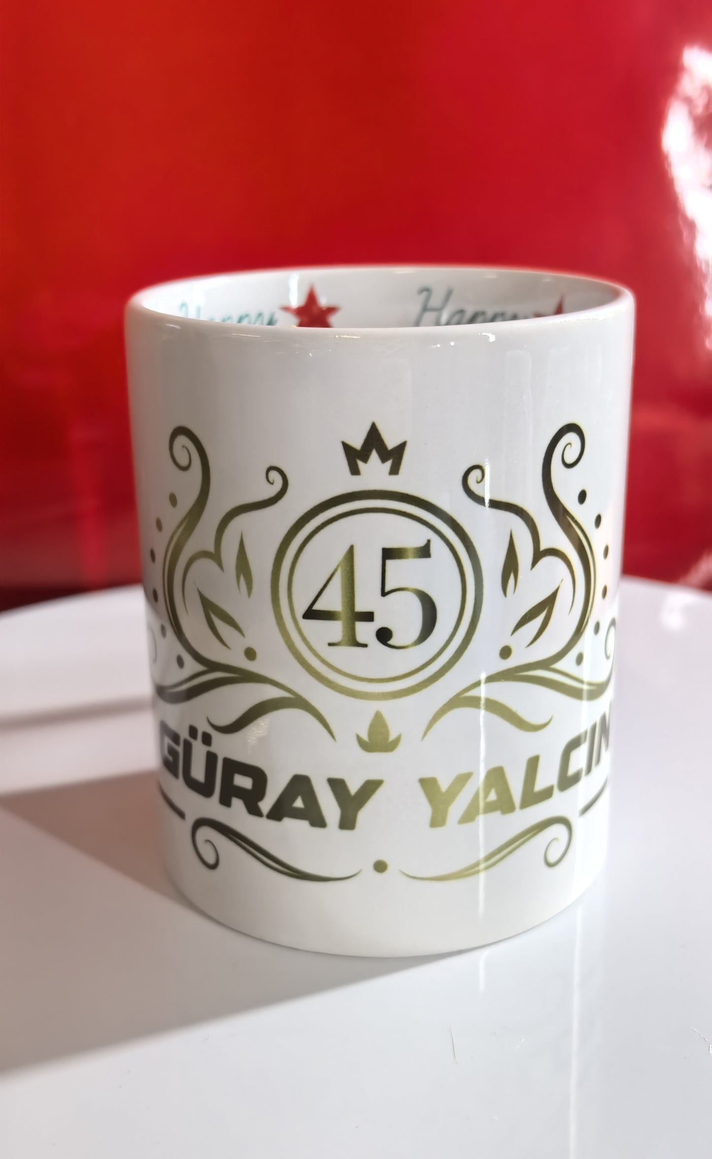 Geburtstagstasse mit Innendruck – Happy Birthday Design mit Kuchen & Ballons
