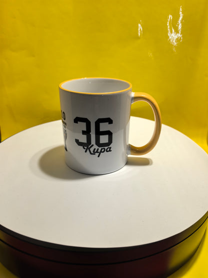 Fenerbahçe Tasse-36 Titel Design-Fanartikel mit Vereinslogo &Pokalstatistik- Gelber Henkel-Fußball Erfolge-Türkischer Fußballverein-Geschenk
