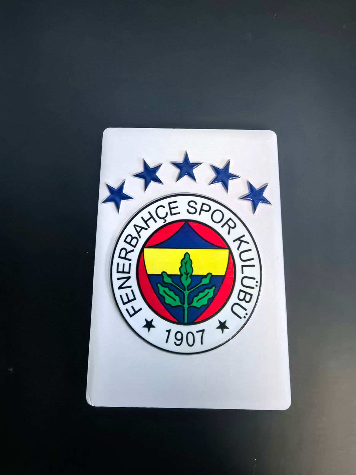 Keramik-Kühlschrankmagnet FB am Kühlschrank