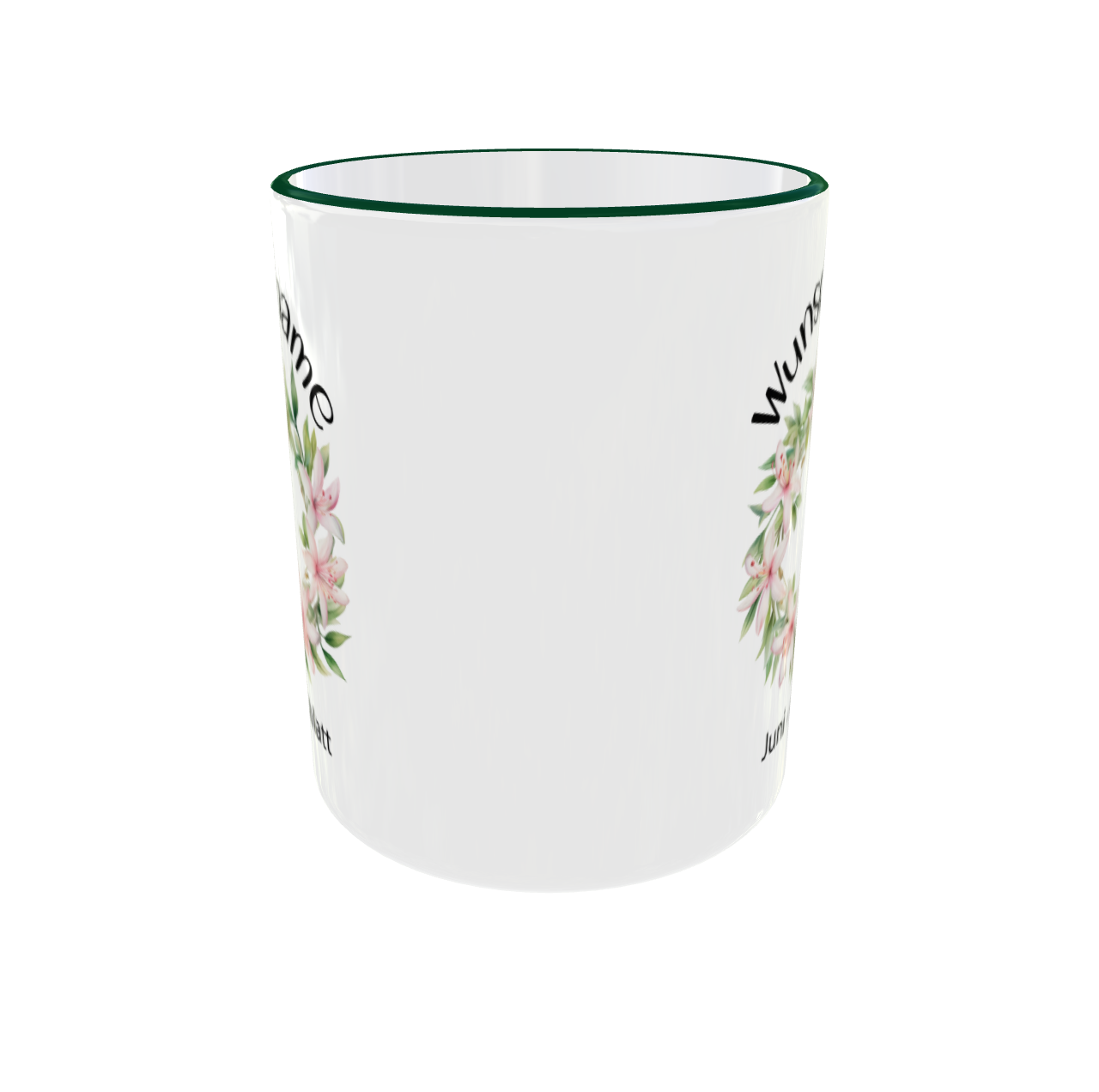 Juni Geburtsblumen Tasse Geißblatt - Rückansicht mit individueller Personalisierung