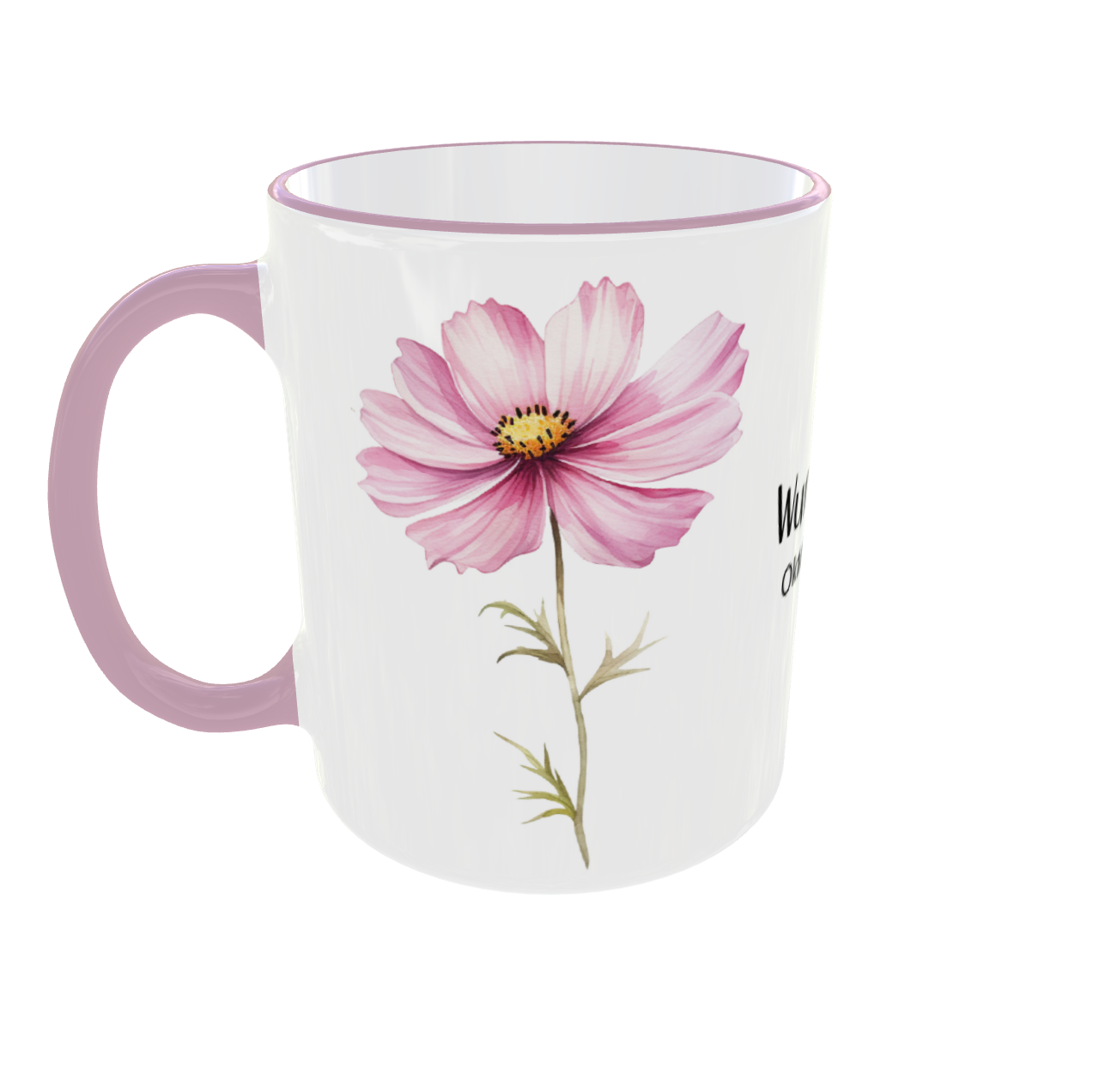 Personalisierte Tasse Oktober mit Kosmos Blume