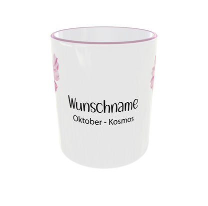 Oktober Geburtsmonat Tasse mit Kosmos Motiv Detailansicht