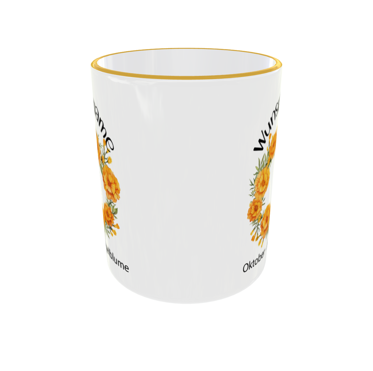 Personalisierte Ringelblume Tasse für Oktober Geburtstag