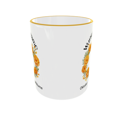 Personalisierte Ringelblume Tasse für Oktober Geburtstag