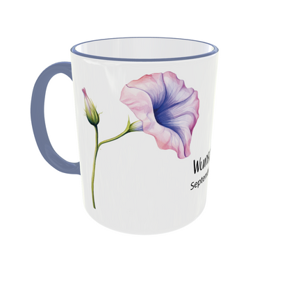 Personalisierte Tasse September mit Winde Blume