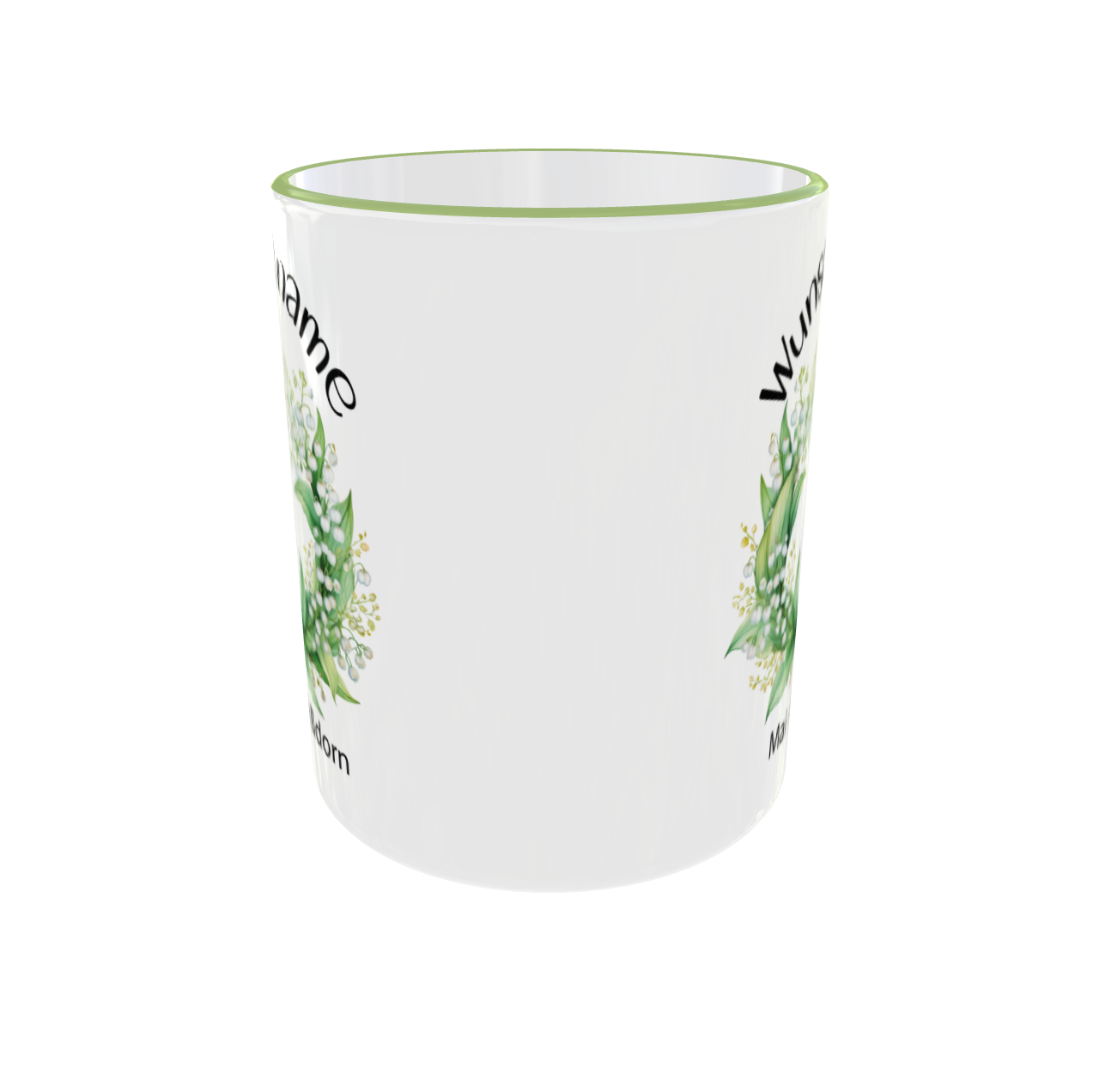 8.	Mai Geburtsblumen Tasse Weißdorn - Rückansicht mit Personalisierung