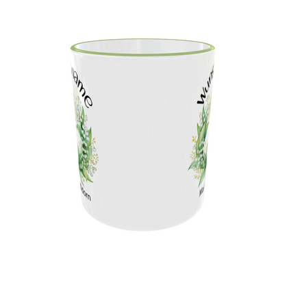 8.	Mai Geburtsblumen Tasse Weißdorn - Rückansicht mit Personalisierung