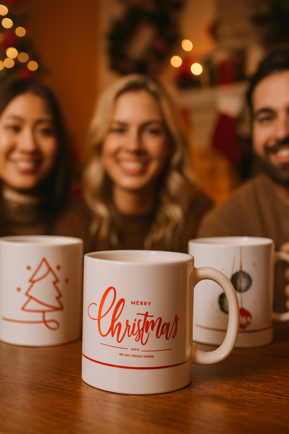 Weihnachtstasse "Merry Christmas" – Tannenbaum/Kugeln Design - Weihnachtstasse "Merry Christmas"