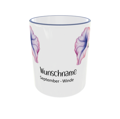 September Geburtsmonat Tasse mit Winde Motiv Detailansicht