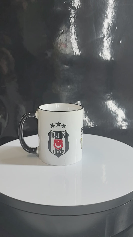 Beşiktaş Tasse 37 Kupa Design | Fanartikel mit Vereinslogo & Pokalstatistik | Geschenk für BJK Fans
