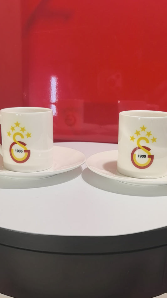 Galatasaray Espresso-Tassen Set – 2 Tassen & 2 Untertassen, Keramik, eckig, 1905