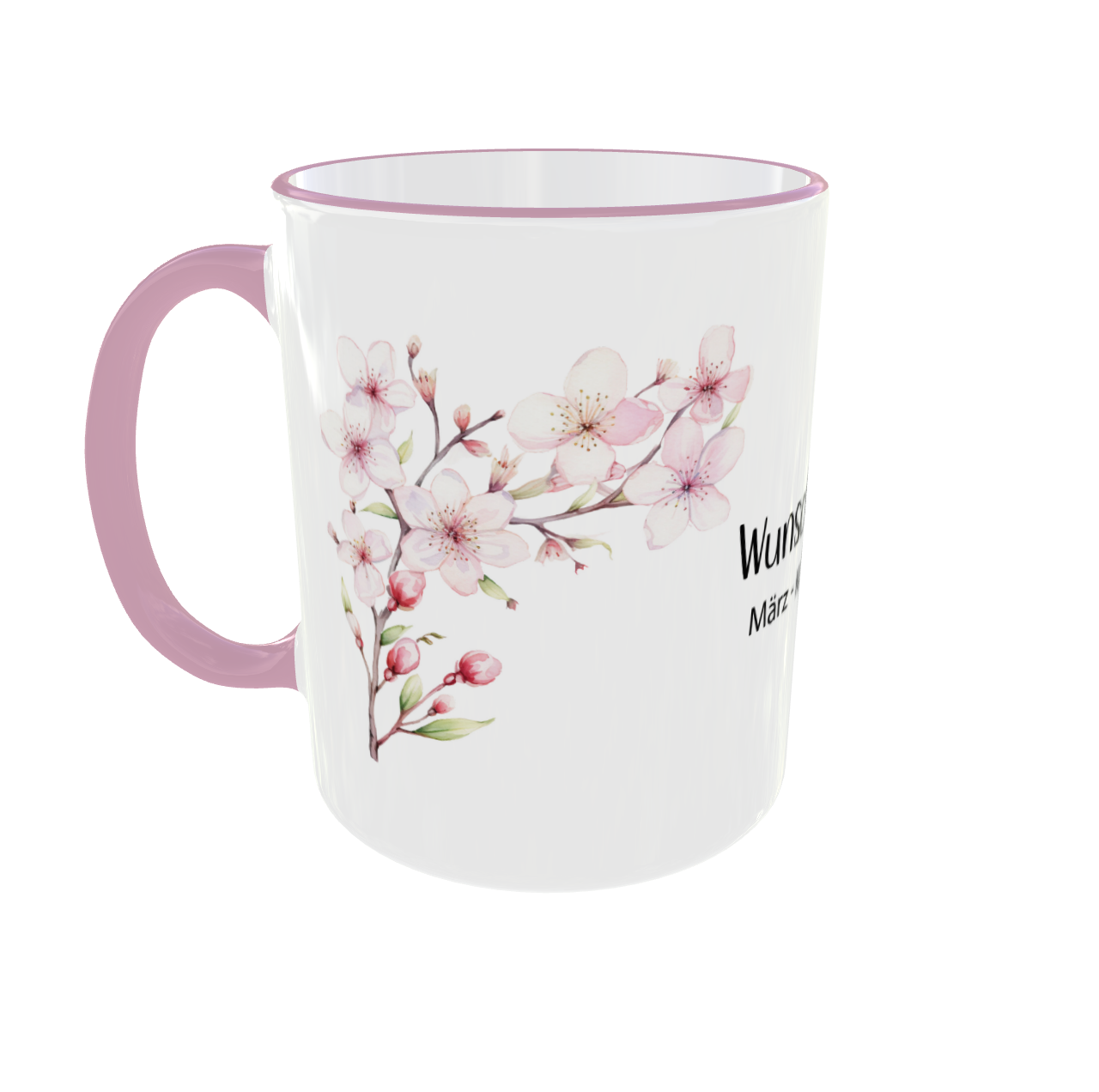 Personalisierte Geburtsblumen Tasse März - Osterglocke & Kirschblüte