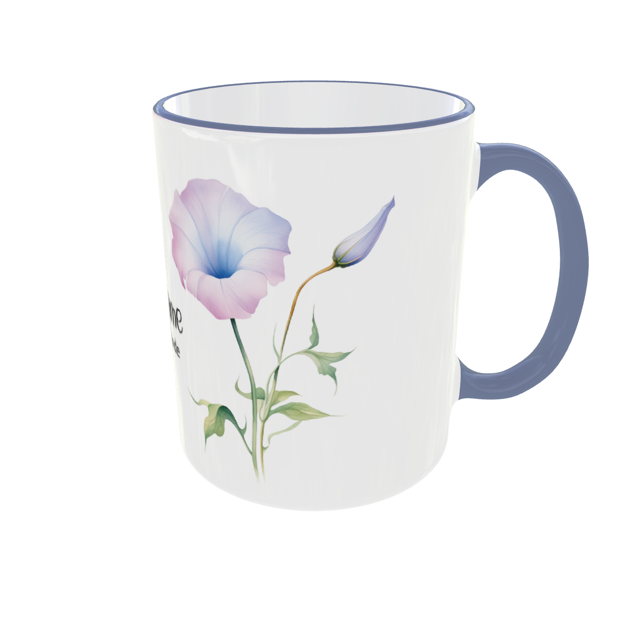 Personalisierte Tasse September - Geburtsmonat mit Blumenmotiv- Aster und Winde