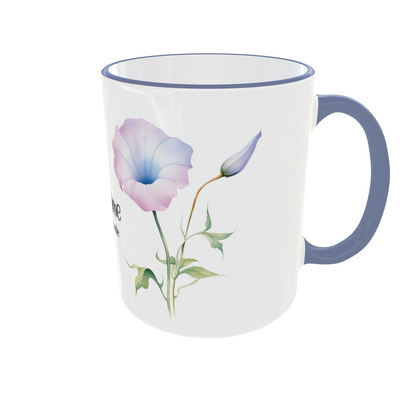 Personalisierte Tasse September - Geburtsmonat mit Blumenmotiv- Aster und Winde