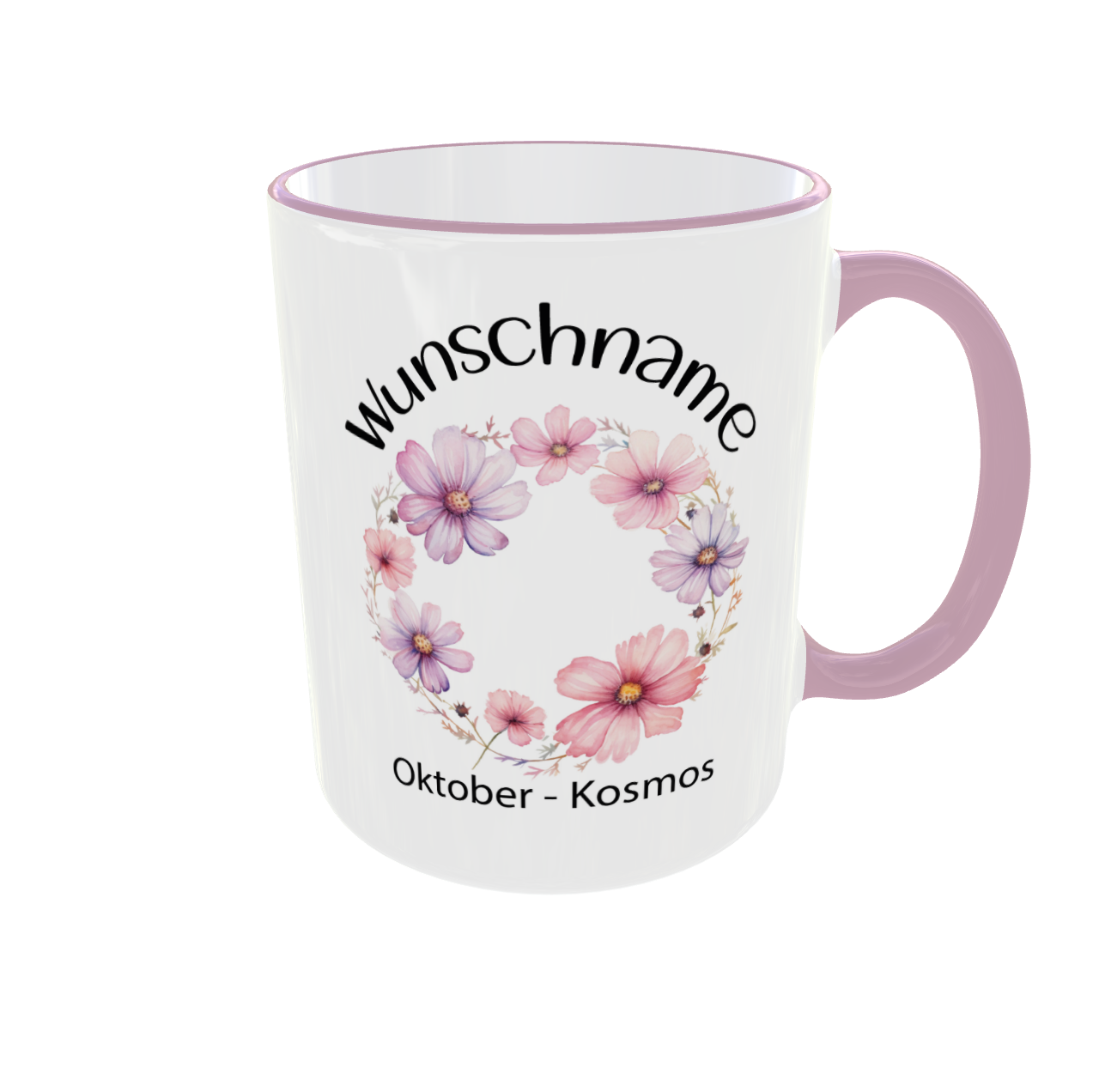 Personalisierte Tasse Oktober - Geburtsmonat mit Ringelblume & Kosmos