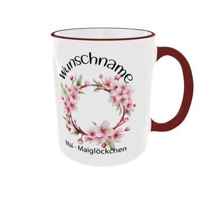 Personalisierte Tasse mit Mai Geburtsblume - Maiglöckchen & Weißdorn