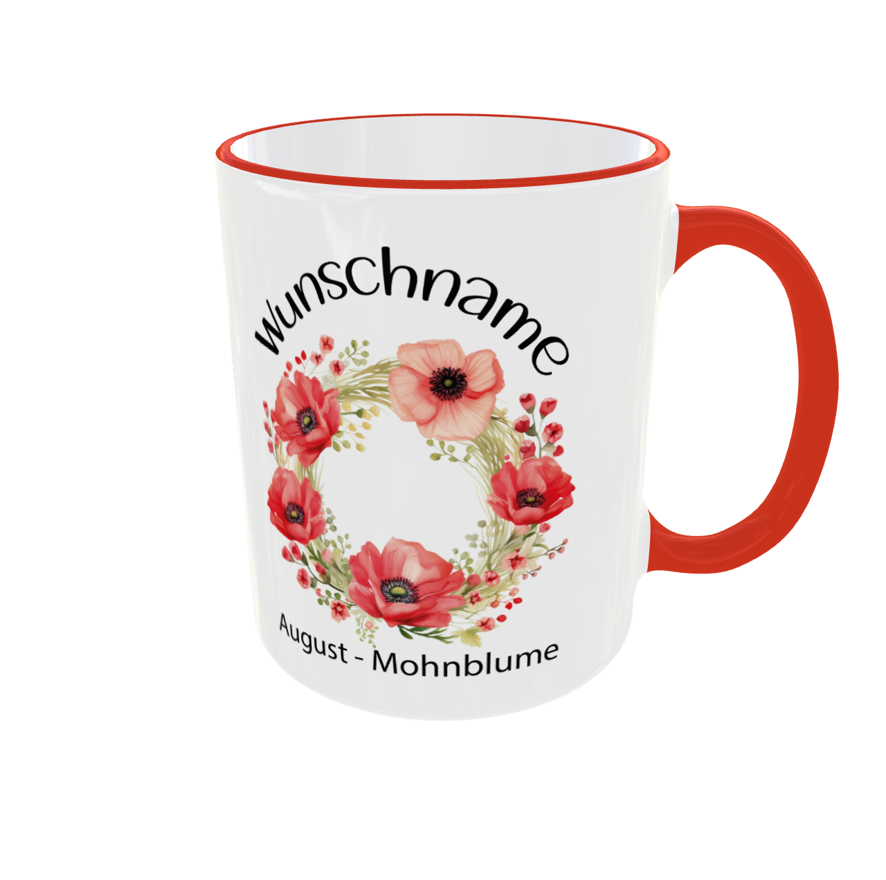 Personalisierte Tasse August Geburtsblume - Gladiolen & Mohnblume