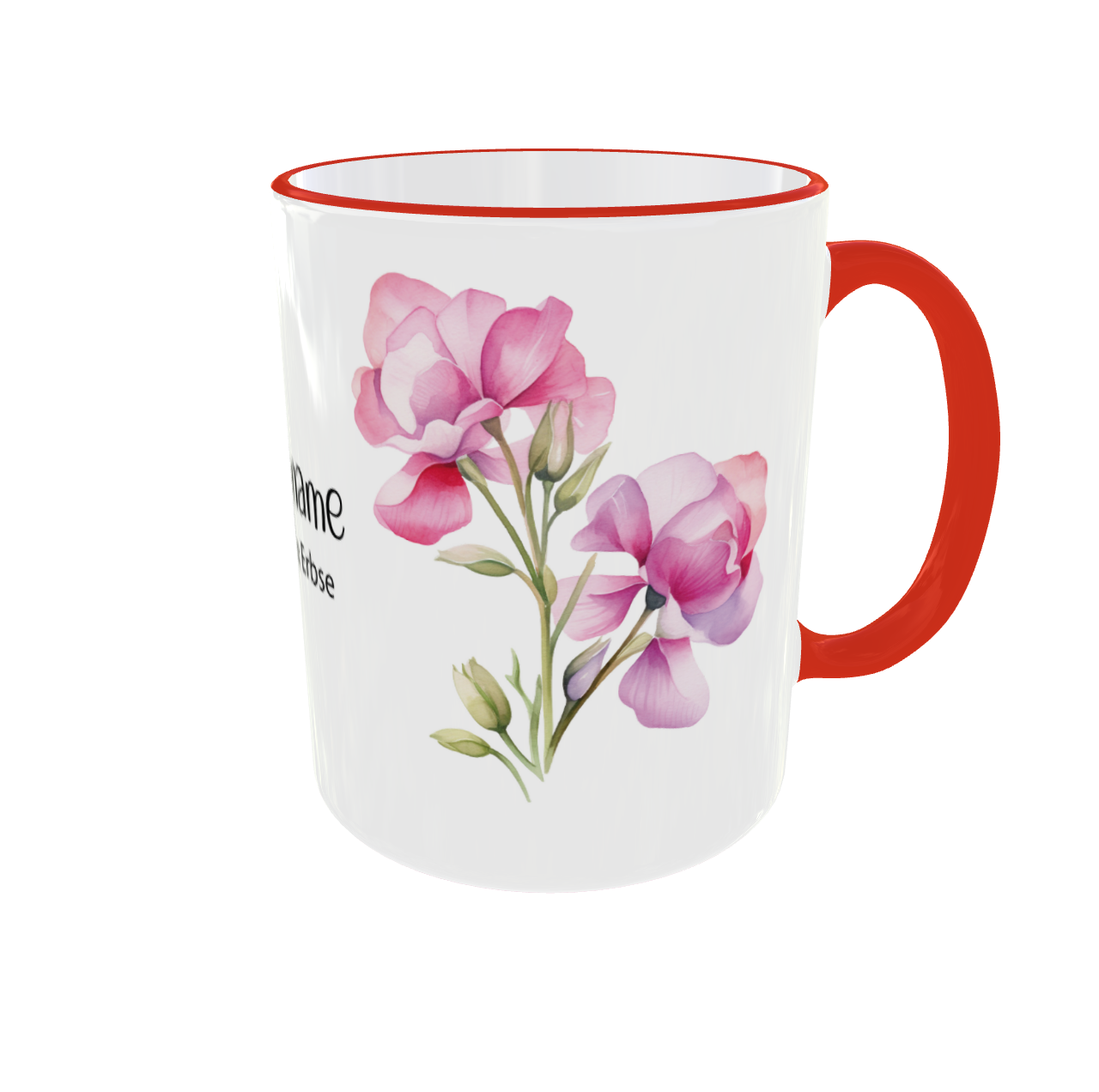 Personalisierte Geburtsblumen Tasse April - Gänseblümchen & Süße Erbse