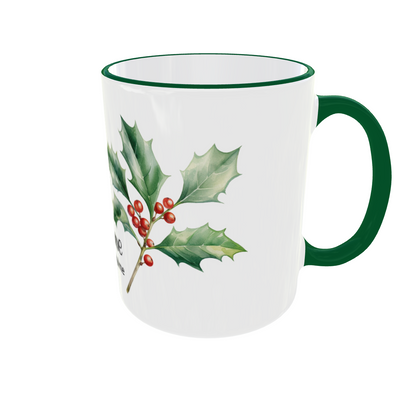 Personalisierte Dezember Geburtsblume Tasse - Narzisse & Stechpalme mit Wunschname