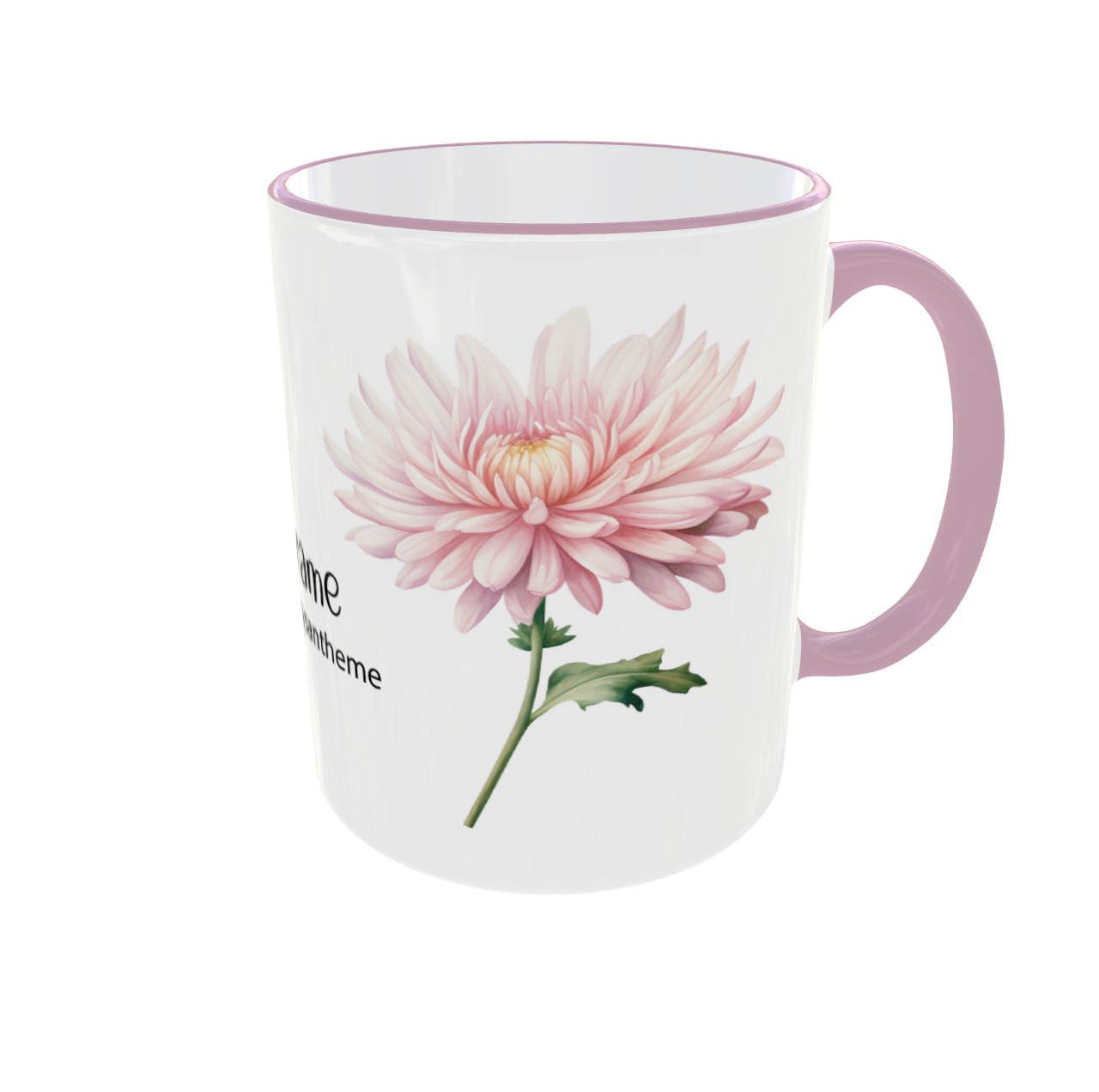 Personalisierte November Geburtsblume Tasse - Pfingstrose & Chrysantheme mit Wunschname