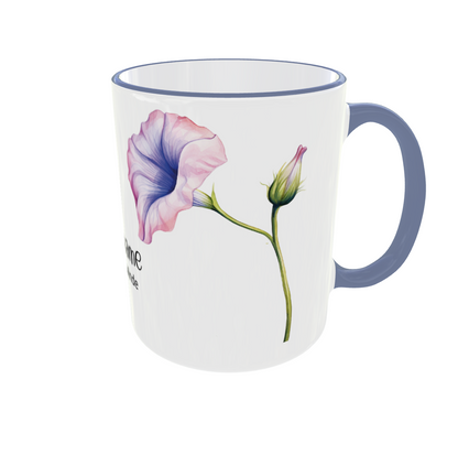 Personalisierte Tasse September - Geburtsmonat mit Blumenmotiv- Aster und Winde