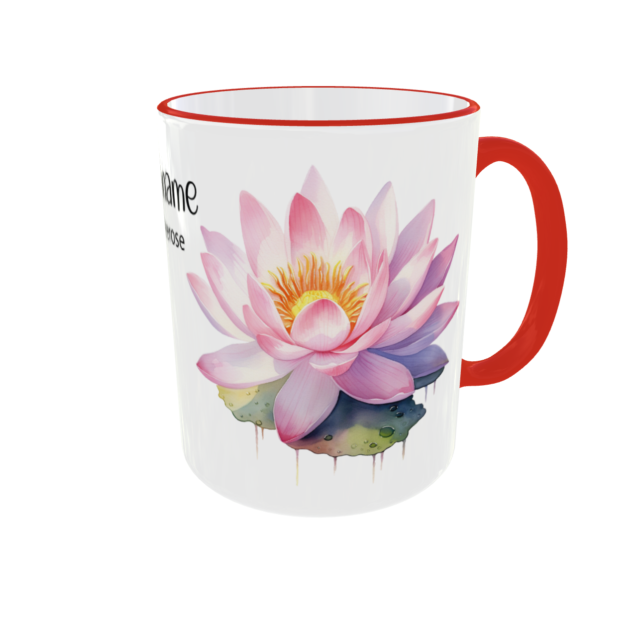 Personalisierte Tasse mit Juli Geburtsblume - Rittersporn & Seerose