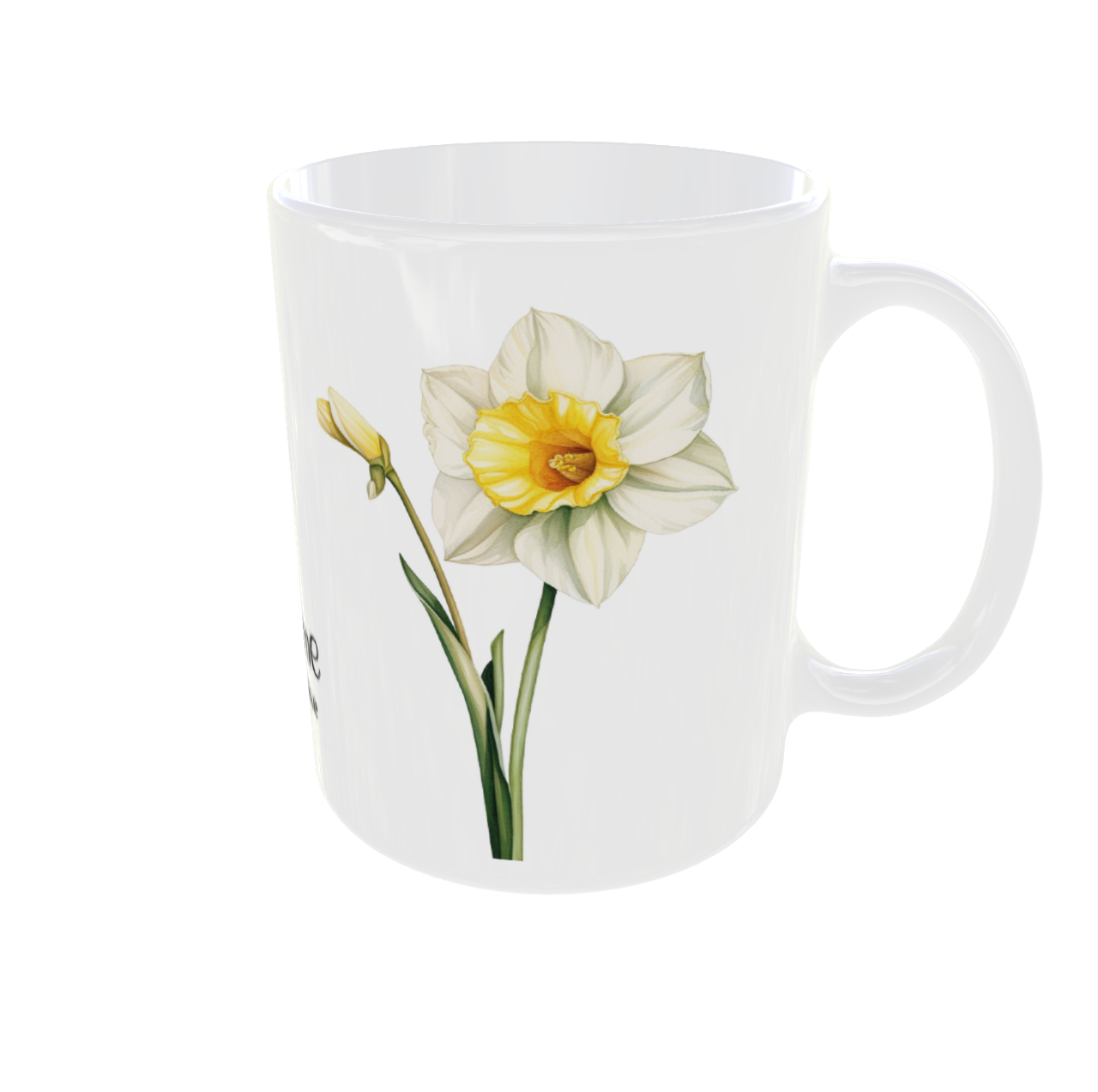 Personalisierte Dezember Geburtsblume Tasse - Narzisse & Stechpalme mit Wunschname