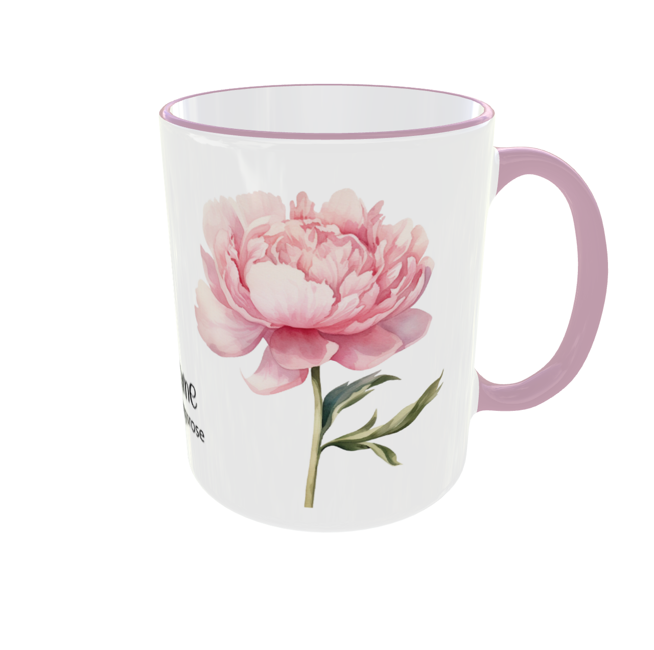Personalisierte November Geburtsblume Tasse - Pfingstrose & Chrysantheme mit Wunschname